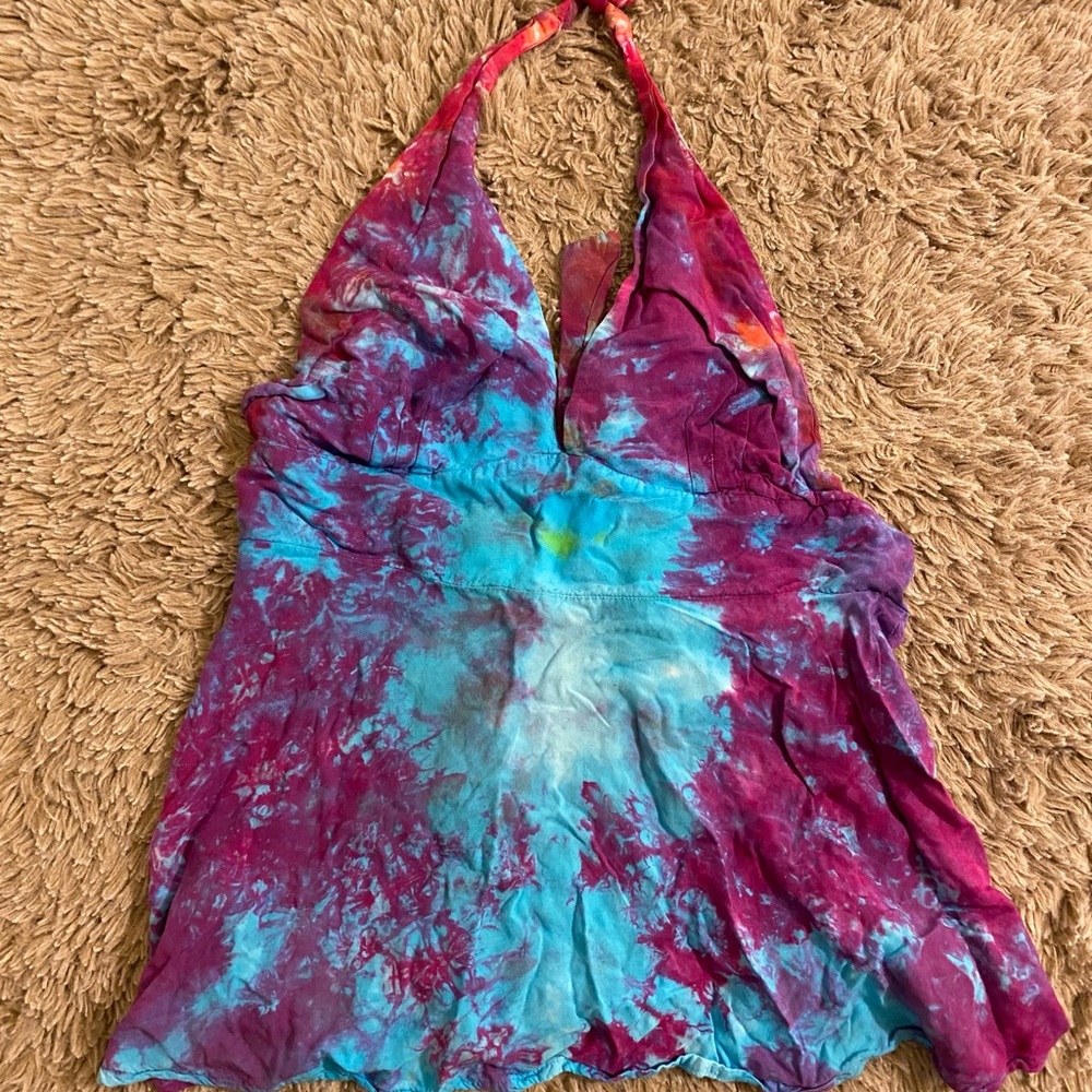 Tie-Dye Halter Tank Top